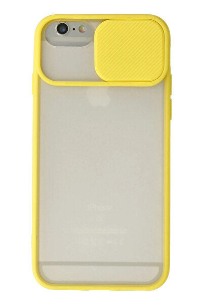 NewFace حافظة آيفون 6 بلس كاميرا بلورية منزلقة من السيليكون - أصفر 1495517709