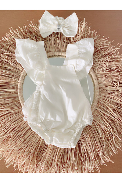 EBRU ÖZÖRGÜCÜ Girl's Lace Romper and Bandana