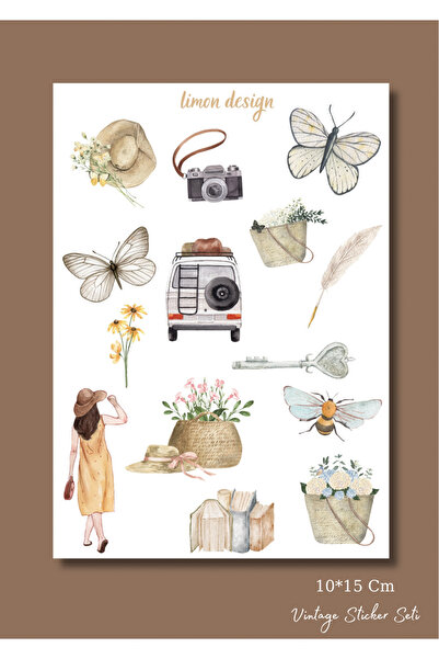 PEONY DESIGN Retro Sticker/ Pinterest Sticker Set/ Bullet Journal Scrapbook K...