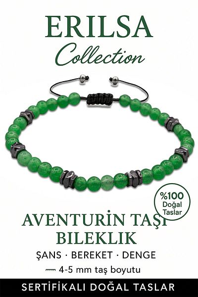 Erilsa – Dark Aventurine Stone Bracelet (Thin Model) – Stone of Luck, Peace and Inner Balance