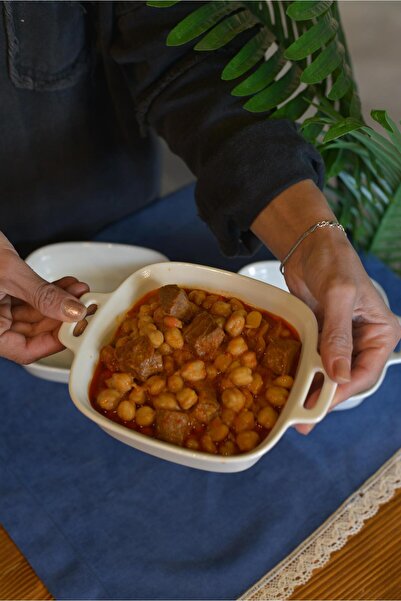 şirin eşyalarım Porselen Kare Kulplu Derin Büyük Boy Meze Tabak 14 cm / 1 Adet