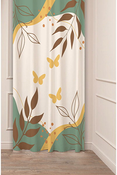 GREENDECOR Butterfly Flower Leaf Green Bohemian Patterned Special Design Digi...