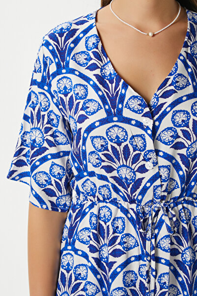 Ritnice Γυναικείο φόρεμα βισκόζης Felina μπλε μέσης 17020