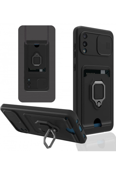 NewFace حافظة سامسونج جالاكسي A02 زوما من السيليكون مع حلقة لبطاقة العمل - أس...