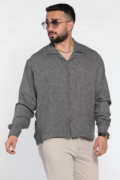 MİSHAR İTALİA Мъжка лятна риза Smoke Oversized с отворена яка