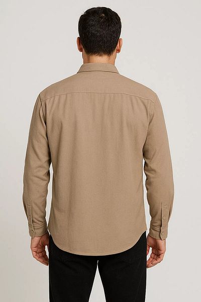 MİSHAR İTALİA Ανδρικό μακρυμάνικο πουκάμισο Light Mink Double Pocket