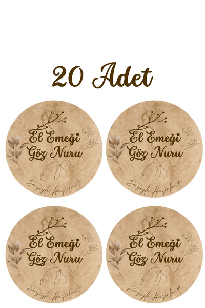 Dekals 20 Adet Sticker El İşi Handmade El Emeği Temalı Hediye Kutusu Etiketi...