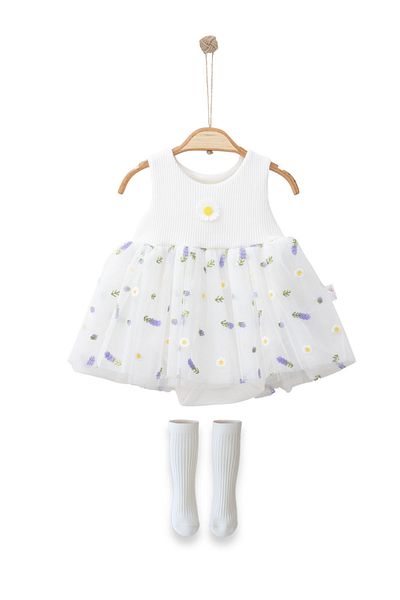 Minytrendy Baby Girl Newborn Romper Eid Tutu Snap Fastener Body Baby Jumpsuit Dress