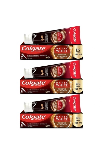 Colgate Optic White Kahve, Çay ve Tütün Kullanıcıları Için Beyazlatıcı Diş Macun 125 ml + 3 Adet