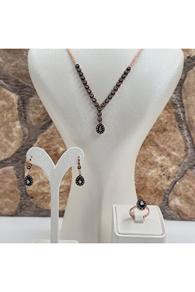 Livora Jewelry Elmas Montür Rosegold Su Yolu Damla Gümüş Set Takım