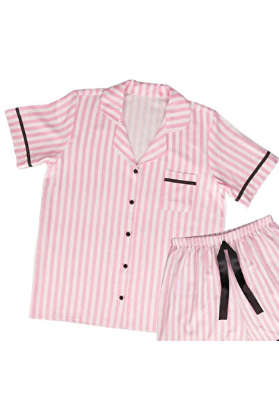 ZENCHES kadın kısa kollu şortlu rahat günlük şık pijama takımı