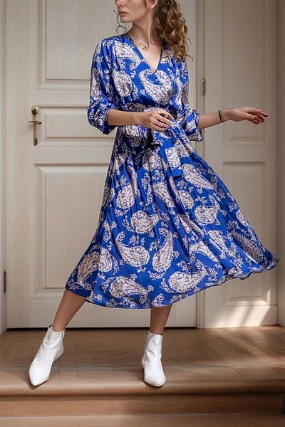 bacc Rochie Saks din satin dublu cu centură Kiloş pentru femei Bcbsk-25700-3236