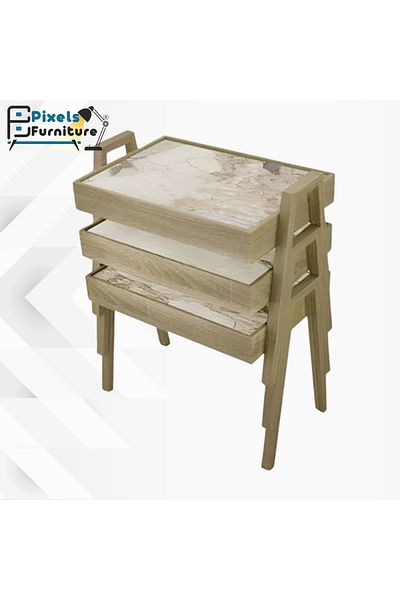 PixelsFurniture Pixel Furniture 3-Piece Rectangular Coffee and Tea Serving Table Set, Turkish Made