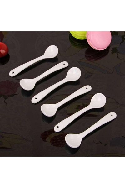 STOREMAX Jvnnastore Land of Small Plain White Porcelain Spoon 10.5 Set of 6 Mixed Trendyfr 646268