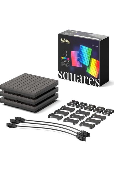 Twinkly Set 3 panouri LED, Twinkly, 3 x 64 pixeli, Negru