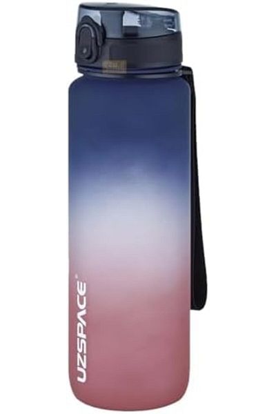 STOREMAX Ntwork 1000ml Large Size Soft Touch Double Color Motivational Tritan Water Bottle (Navy Blue-Red)