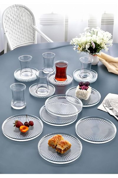 STOREMAX Jvnnastore 18 Piece Tea Set - Cake Plate, Tea Cup, Tea Plate - Sade Moder