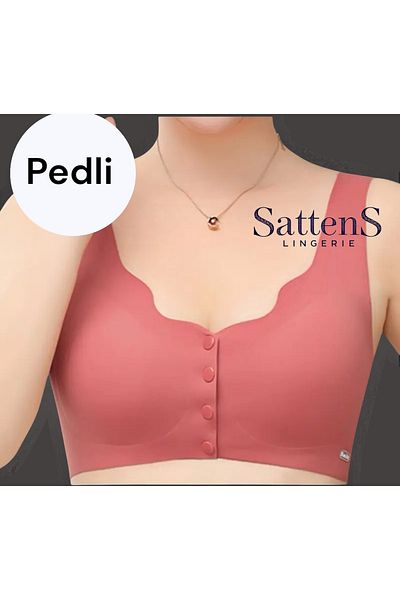 SATTENS Laser Bra - Front Button Laser Cut Seamless Sweat-Proof Bra with Pad