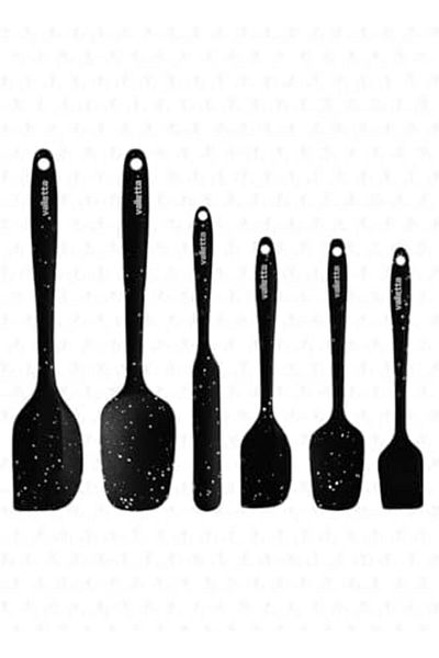 STOREMAX Jvnnastore Drongo Heat Resistant Fireproof Non-Stick Silicone Spatula Set 6 Pieces with Black Dot