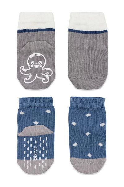 Bibaby Nessiworld Bistyle Animal Figured Non-Slip Men's Socks 2 Pack Bs10119 Indigo