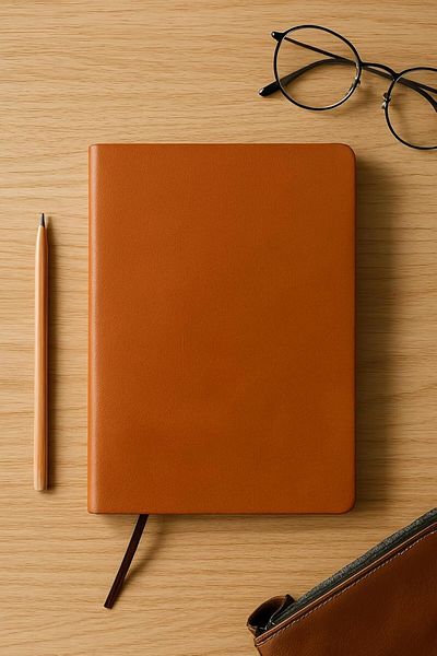 STOREMAX Jvnnastore Promotional Unlined Notebook, Tan Thermo Leather Cover Notebook, 128 Sheets A5 Notebook, Office V