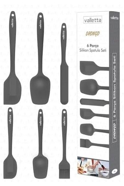 STOREMAX Jvnnastore Drongo Heat Resistant Fireproof Non-Stick Silicone Spatula Set 6 Pieces Gray Trendyfr 64