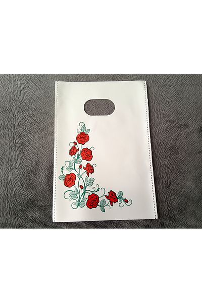 morlalem m 100Pcs 10X15Cm Plastic Bag,Gift Bag, Ivy Red Rose Printed Packaging