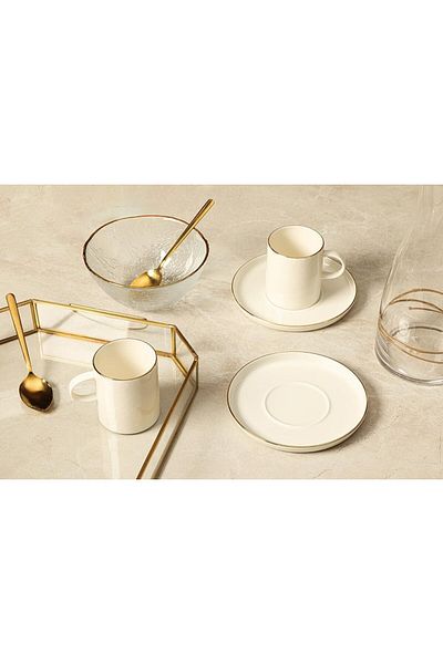 STOREMAX طقم فناجين شاي jvnnastore Illusion Golden لشخصين 200 سي سي trendyfr 646268