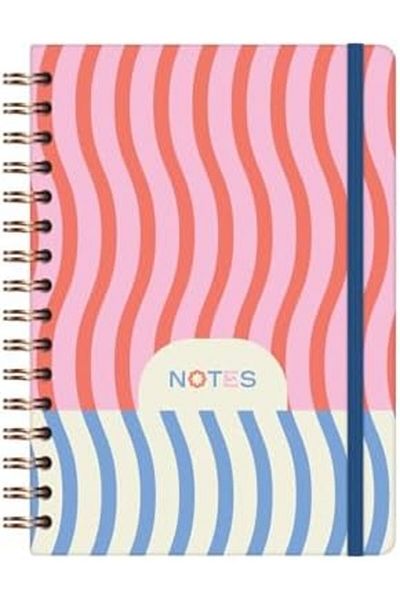 STOREMAX Sellbuystore A5 Spiral Hard Cover Elasticated Checkered Undated Notepad Waves 1053513