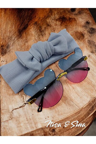 NİSASİNA مجموعة نظارات الدببة الملونة وعصابة شعر مضلعة مكونة من قطعتين