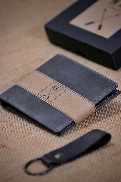 matleather Genuine Leather Gray Wallet |   Men's Leather Wallet |   Keychain Gift |   Gift Boxed