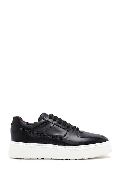 Derimod Men's Black Lace-Up Thick Soled Leather Sneaker 25Sfd 724218