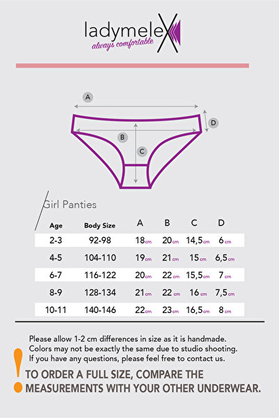 LadyMelex Kız Çocuk Külot, Karışık Renkli, 10 Adet Kız Çocuk Külot, Yumuşak Pamuklu Kumaş