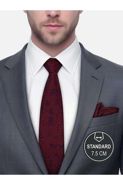 Milleniva Floral Burgundy Tie & Handkerchief