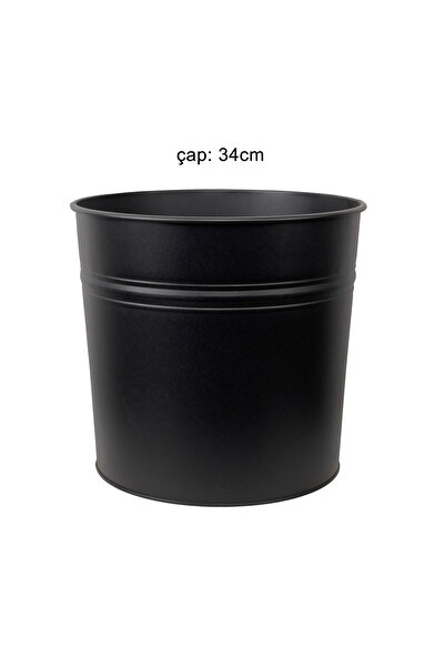 Fidanburada Siyah Metal Saksı 34cm