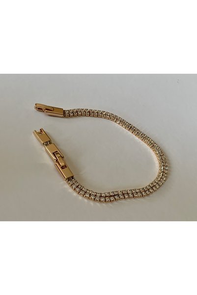 TuQos Women's Gold Color Double Waterway Steel Bracelet 1 Piece