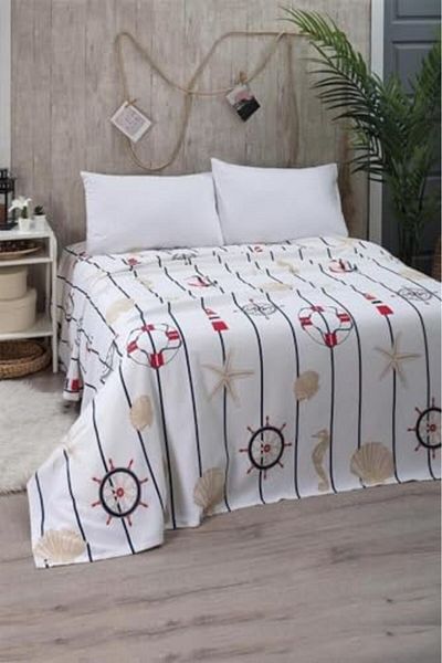 STOREMAX Battal Size Patterned Pike 240x260 cm Blue