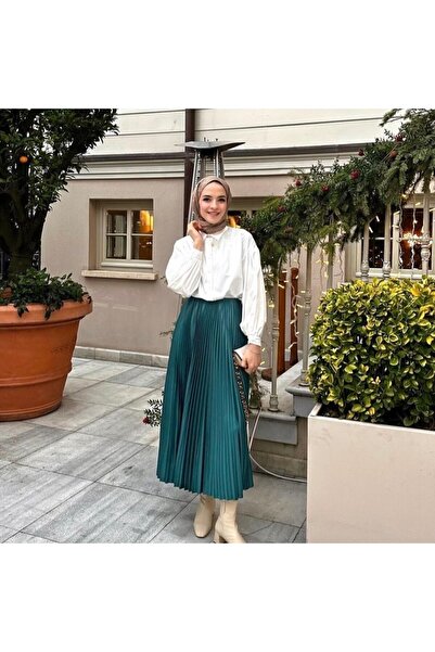 cadsy Slim Leather Look Pleated Skirt