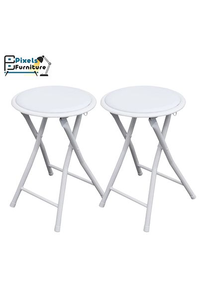 PixelsFurniture Pixel Furniture 2-Piece Folding Home Bench Set - Heavy Duty Round Padded Folding Bench