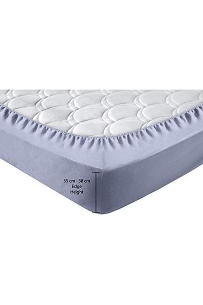 STOREMAX Ysstorex Knitted Combed Cotton Fitted Sheet, Oversize Double, Light Gray, Cotton-Elastane 230G/M2 Sta