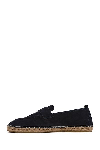 Derimod Men's Navy Blue Suede Leather Espadrille 25Sfd 770110