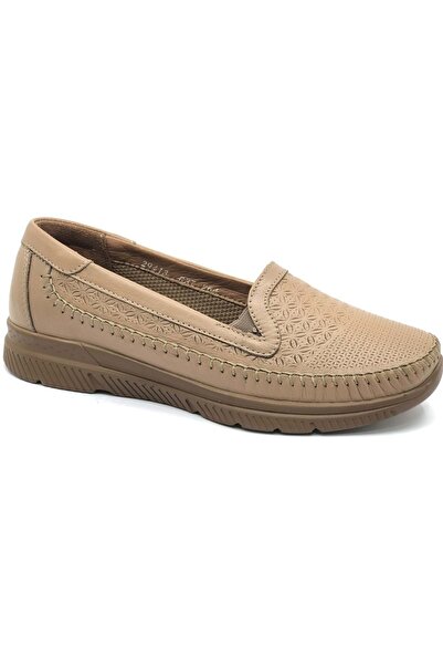 Forelli Eterna Genuine Leather Orthopedic Comfort Women's Casual Shoes Beige