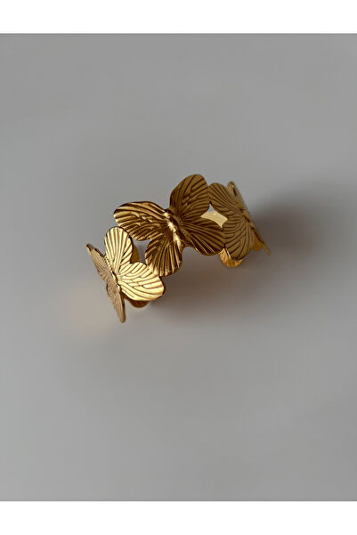 Store Gold Renk Çelik Kelebek Açık Kelepçe Bileklik