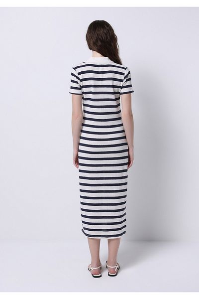 Colin's Slim Fit Striped Women's Navy Blue Short Sleeve Dress