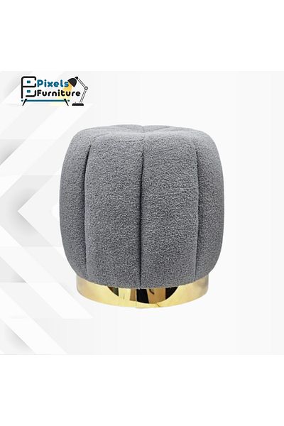 PixelsFurniture مقعد بوف بتصميم هندسي دائري قماش بوكليه من بكسل الاثاث
