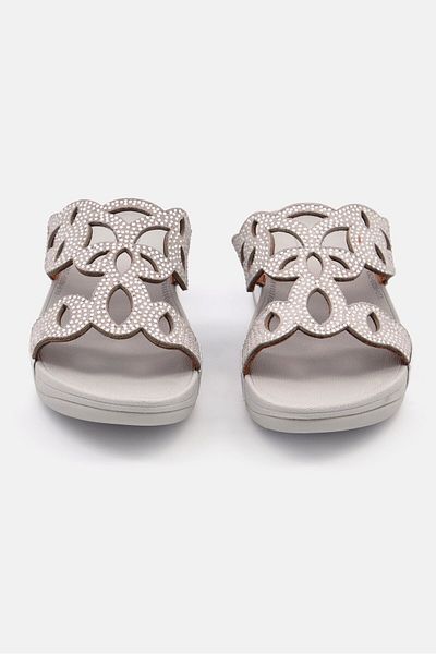 Fitflop Women Slip On Glitter Wedge Heel Sandals, Silver