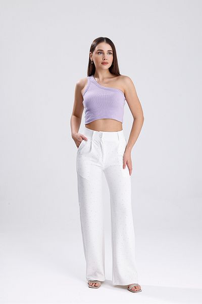 LOVES AGAZA White Stone Palazzo Trousers