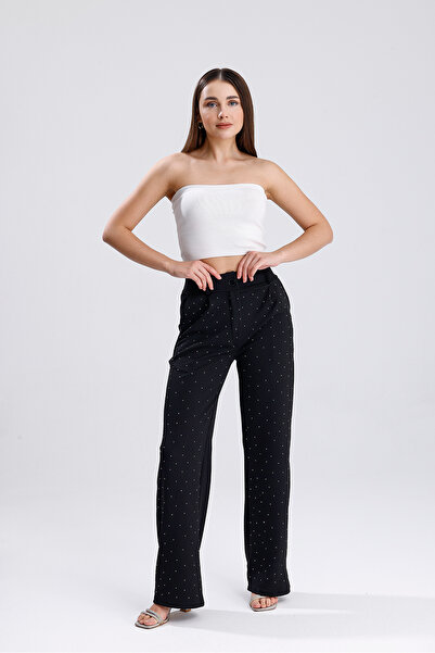 LOVES AGAZA Штани Palazzo з чорними камінцями