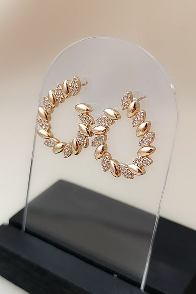 COSİTA Gold Water Drop Zircon Stone Detailed Earrings