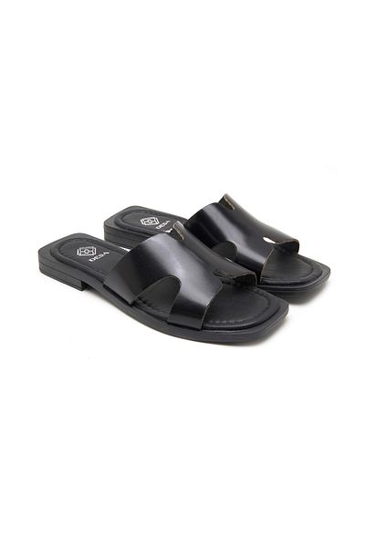 Desa Women's Black Leather Slippers